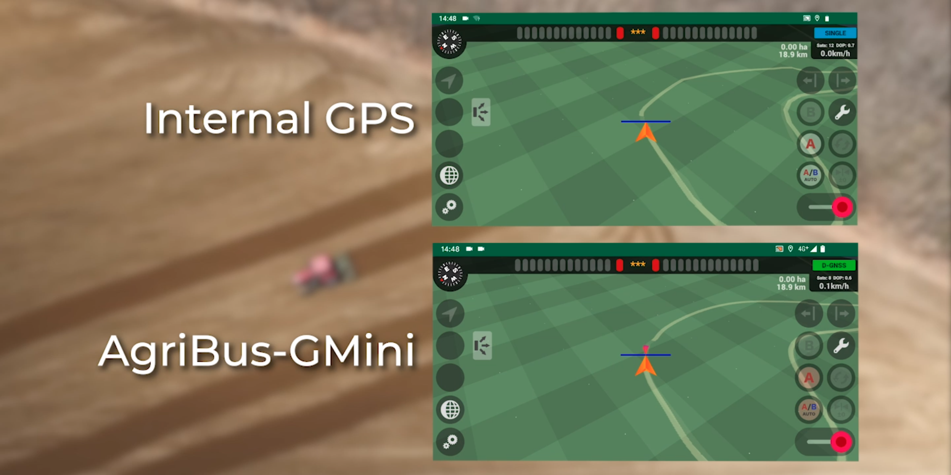 Qual é a diferença entre o AgriBus-GMini e o GPS incorporado para smartphones?